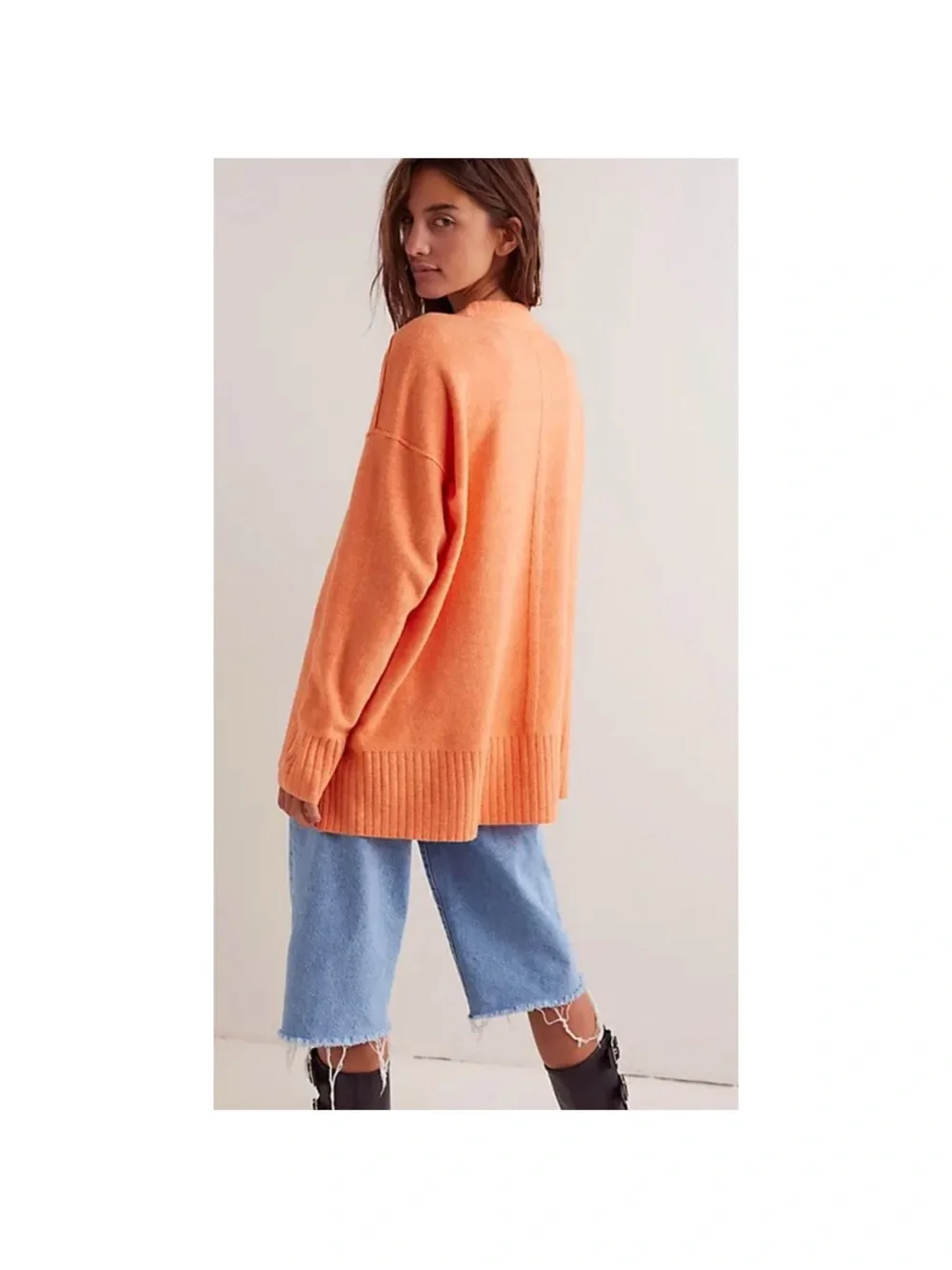Free People shell coral Phoebe Crewneck pullover sweater